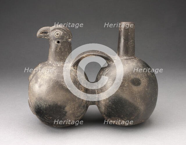 Double-Chambered Strap Vessel with Sculpted Bird Head, A.D. 1200/1450. Creator: Unknown.