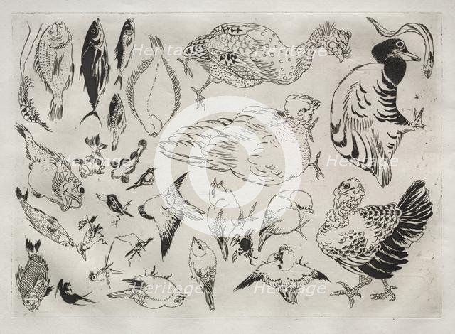 Dinner Service (Rousseau service): Ducks, fish, etc. (no. 12), 1866. Creator: Félix Bracquemond (French, 1833-1914).