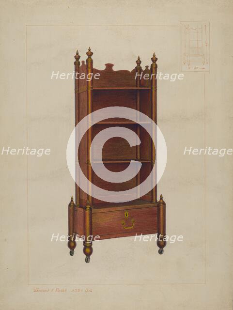 Bookcase, c. 1938. Creator: Vincent P. Rosel.