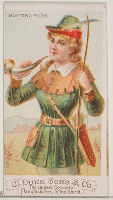 Hunting Horn, from the Musical Instruments series (N82) for Duke brand cigarettes, 1888., 1888. Creator: Schumacher & Ettlinger.