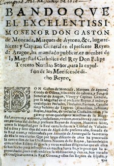 Proclamation for the expulsion of the Moors in the Kingdom of Aragon, published by the Hon. Mr. G…