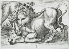 A Lion Attacking a Bull, 1610. Creator: Hendrick Hondius I.