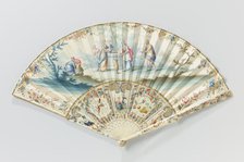 Folding fan with Eliezer and Rebecca at the well, c.1745-c.1755. Creator: Anon.