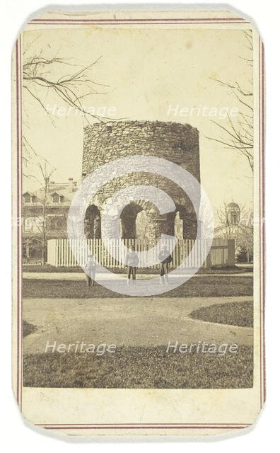Untitled (stone turret with boys), 1850-1880s.  Creator: Joshua Appleby Williams.