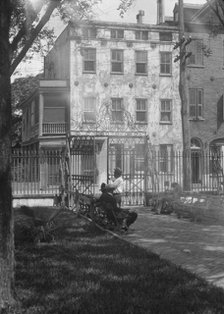 Park and houses, [36 Chalmers Street through Washington Park Gate], Charleston, South..., c1920-1926 Creator: Arnold Genthe.