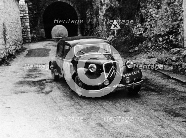 Citroën 15/6 in the Monte Carlo Rally, 1955. Artist: Unknown