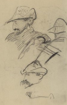Three Studies of a Man Wearing a Hat [recto], 1884-1888. Creator: Paul Gauguin.
