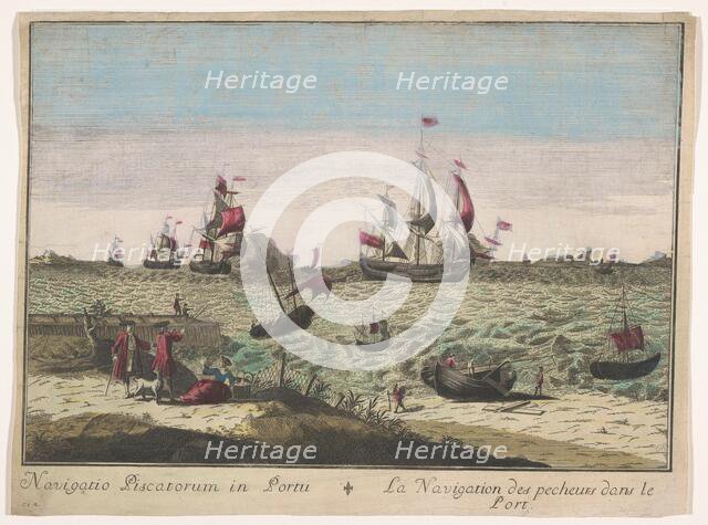 View of fishing boats in a port, 1700-1799. Creator: Unknown.