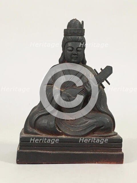 Benzaiten playing a biwa, 19th century. Creator: Anonymous.