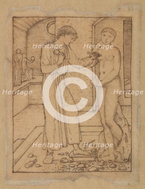 Pygmalion and the Image - Study for Pygmalion fashioning the Image, 1867. Creator: Sir Edward Coley Burne-Jones.