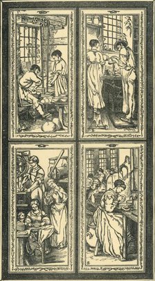 Staffordshire Processes, design for stained glass window, c1870, (1881).  Creator: Unknown.