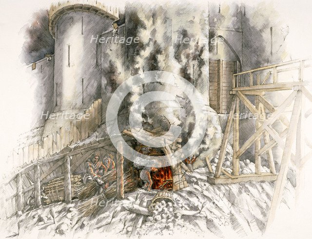 Dover Castle siege, 1216, (c1990-2010). Artist: Peter Dunn.