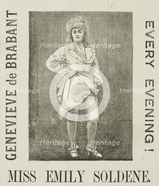 Genevieve de Brabant - Every Evening! - Miss Emily Soldene, late 19th century. Creator: Unknown.