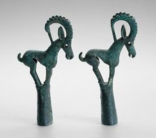 Pair of pole tops with Ibex, 6th/4th century B.C. Creator: Unknown.