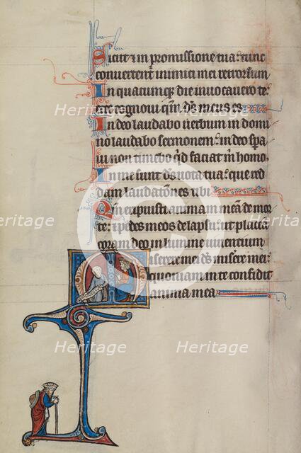 Initial M: Saul and a Fool; Bute Psalter, text and illumination about 1285. Creator: Bute Master.