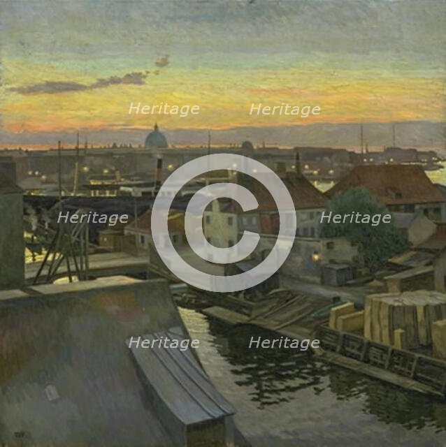 View over Wilders Plads at Christianshavn. Evening, 1906. Creator: Edvard Weie.