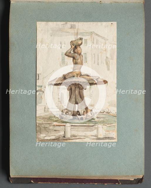 Album with Views of Rome and Surroundings, Landscape Studies, page 17a: Roman Fountian. Creator: Franz Johann Heinrich Nadorp (German, 1794-1876).