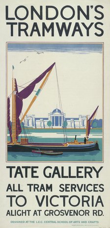 'Tate Gallery', London County Council (LCC) Tramways poster, 1925. Artist: Lance Cattermole