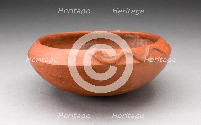Redware Bowl with Molded Snake-like Form on Rim, A.D. 1450/1532. Creator: Unknown.