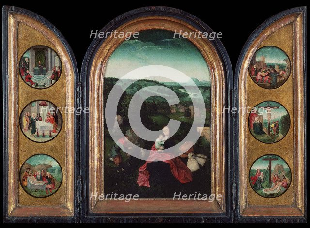 Rest on the Flight into Egypt (Triptych), ca 1515. Artist: Patinir, Joachim, follower of  