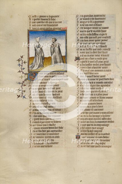 The Personification of Reason Instructing the Lover; Roman de la Rose, about 1405. Creator: Unknown.