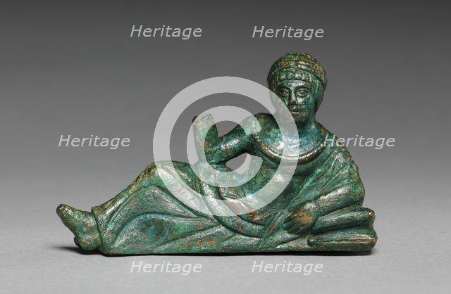 Vessel Ornament of Banqueter Holding an Omphalos, probably 400-375 BC. Creator: Unknown.