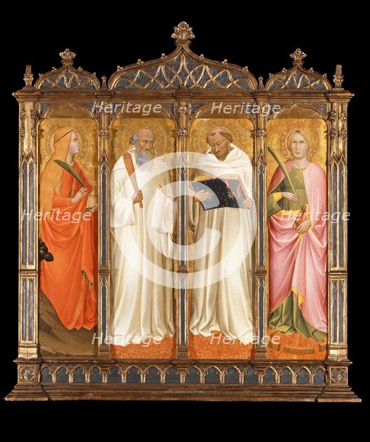Saints Mary Magdalene, Benedict, Bernard of Clairvaux and Catherine of Alexandria, ca 1380. Artist: Gaddi, Agnolo (1350-1396)