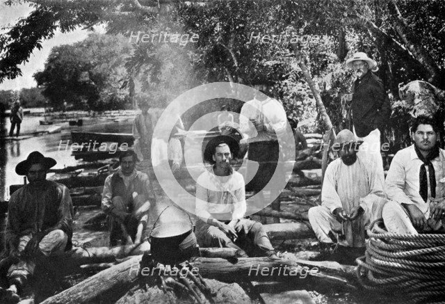 Cooking on a raft, Paraguay, 1911. Artist: Unknown