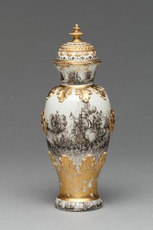 Vase and Cover (one of a pair), Meissen, 1715/20. Creator: Meissen Porcelain.