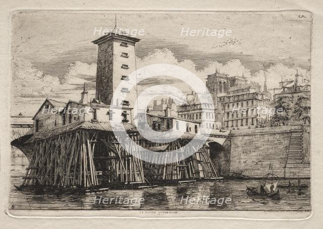 Etchings of Paris: The Notre Dame Pump, 1852. Creator: Charles Meryon (French, 1821-1868).