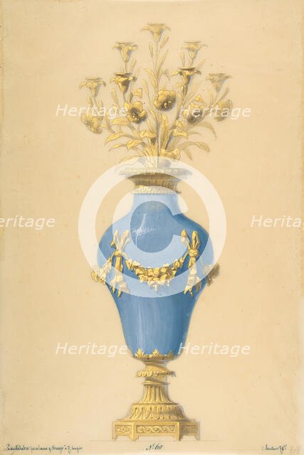 Design for a Porcelain Candelabra with Seven Branches, 19th century. Creator: Anon.