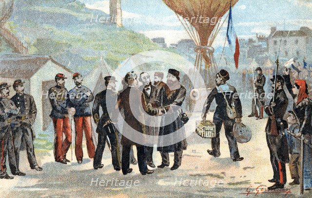 Leon Gambetta, French politician about to escape besieged Paris, Franco-Prussian War, 1870. Artist: Unknown