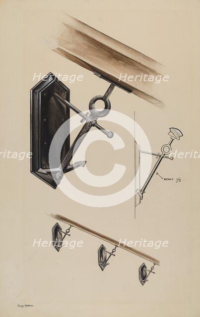 Wrought Iron Banister Bracket, c. 1937. Creator: James McLellan.