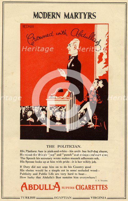 Abdulla Cigarettes, 1927. Artist: Nerman