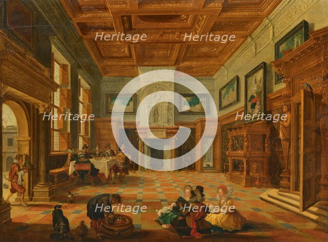 Interior with an elegant gathering, First Half of 17th century. Creator: Bassen, Bartholomeus Corneliszoon van (1590-1652).