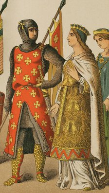 Holy Roman Empire, 1100, (1884). From left to right: warrior, princess and lady.  Creator: Unknown.