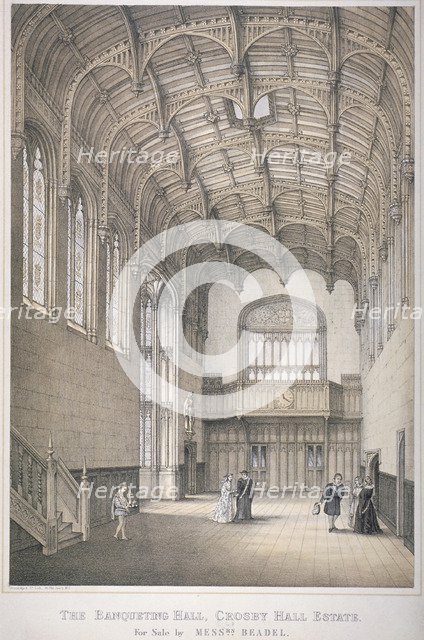 Interior view of the Banqueting Hall in Crosby Hall at no 36 Bishopsgate, City of London, 1871. Artist: Anon