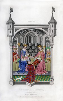 The Earl of Shrewsbury presenting his book to Queen Margaret, c1445, (1843).Artist: Henry Shaw