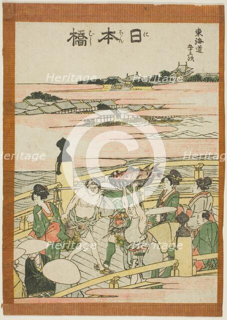 Nihonbashi, from the series "Fifty-three Stations of the Tokaido (Tokaido gojusan..., Japan, c. 1806 Creator: Hokusai.