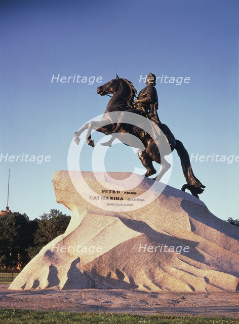 Rider statue of Peter the Great in St. Petersburg, 1766-1782. Artist: Falconet, Etienne Maurice (1716-1791)
