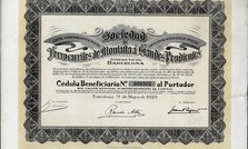 Beneficiary document of the Sociedad de Ferrocarriles de Montaña a Grandes Pendientes, S.A., Barc…