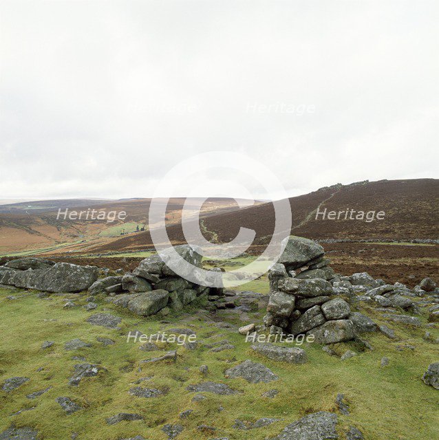 Remains of a Bronze Age settlement, Grimspound, Dartmoor, Devon, c1980-c2017.  Artist: David Garner.