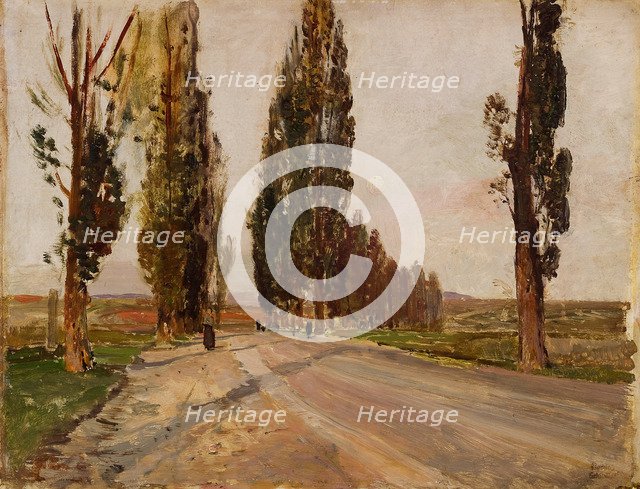 Boulevard of Poplars near Plankenberg, c. 1890. Artist: Schindler, Emil Jakob (1842-1892)