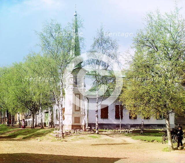Old chapel on the street of the town of Ostashkov, 1910. Creator: Sergey Mikhaylovich Prokudin-Gorsky.