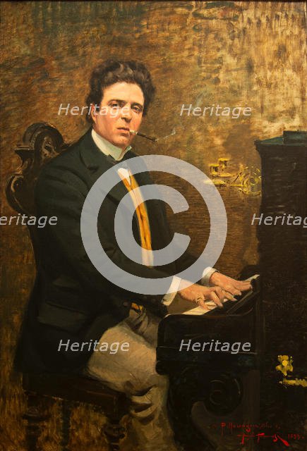 Portrait of the Composer Pietro Mascagni (1863-1945), 1899. Creator: Tommasi, Angiolo (1858-1923).