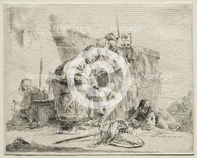 Various Caprices: Young Man Seated, Leaning Against an Urn. Creator: Giovanni Battista Tiepolo (Italian, 1696-1770).