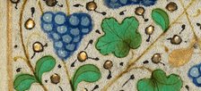 Decorated Border with Grapes; Boethius, Consolation de philosophie, about 1460-1470. Creator: Unknown.