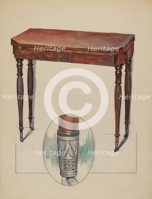 Table (Console or Card Table), c. 1936. Creator: Rolland Livingstone.