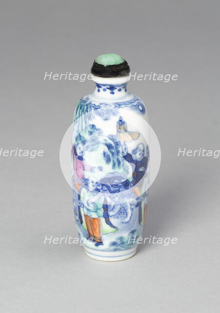 Snuff Bottle with Eight Foreign Figures Bearing Tribute, Qing dynasty, Xianfeng reign (1851-1861). Creator: Unknown.