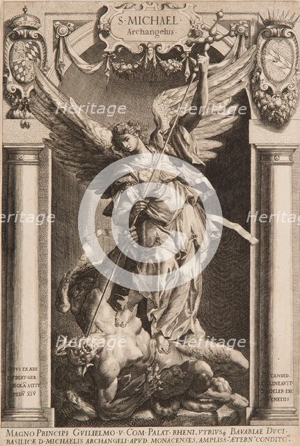 The Archangel Michael Defeating Satan, in a Niche, 1588 or later. Creator: Lucas Kilian.